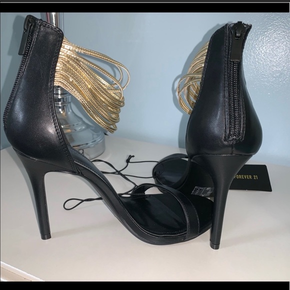 NWT Forever 21 Gold Strap Heels - Picture 3 of 8